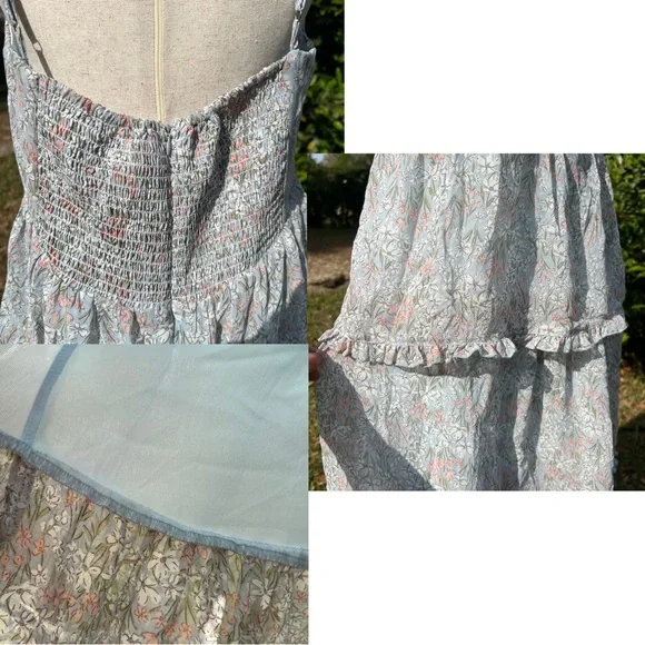 NWT ASTR the Label Midsummer Multi Floral Tiered Maxi Blue Dress Size XL Spring - Picture 7 of 9